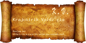 Krajcsirik Valéria névjegykártya